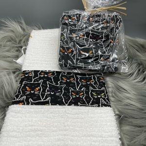 Halloween dish towel and coaster set.